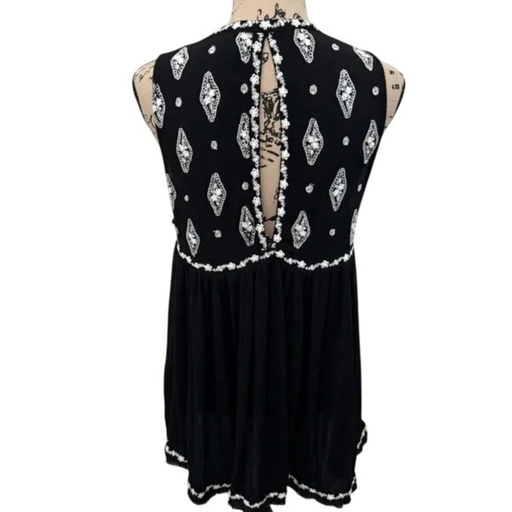 Free People Black Diamond Embroidered Tunic Top - Picture 7 of 9